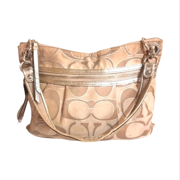 Coach Metallic Signature Jacquard Shoulder Bag - Picture 13 of 13